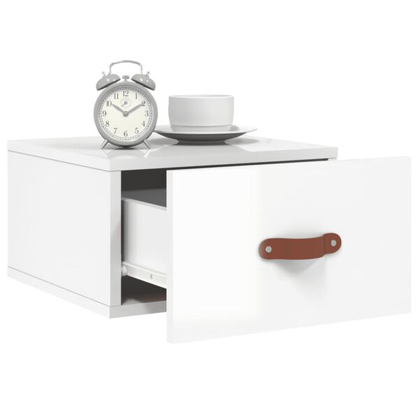 vidaXL Wall-mounted Bedside Cabinet Set of 2 High gloss white