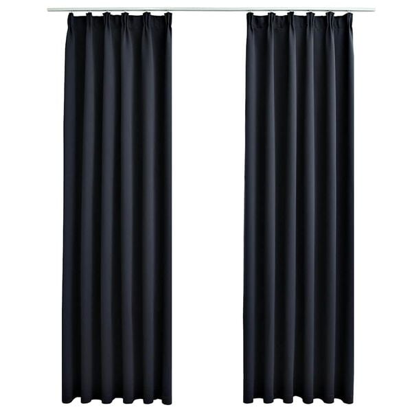vidaXL Blackout Curtains with Hooks 2 pcs Anthracite 55.1x68.9"