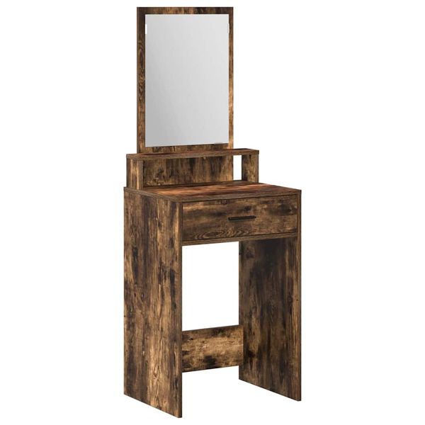 vidaXL Dressing Table with Drawer Smoked Oak 19.69 x 16.14 x 55.12 in