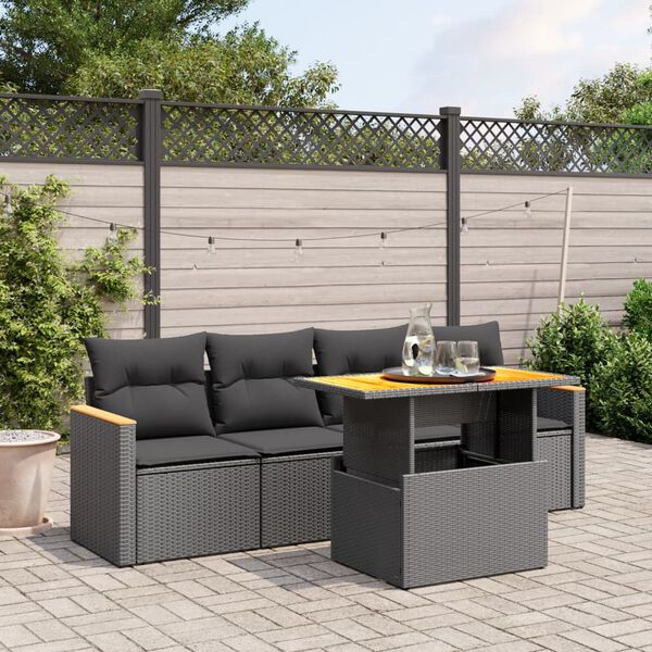 vidaXL Garden Sofa Set Black