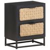 vidaXL Bedside Cabinet Black, Natural Solid Mango Wood, Iron, Jute