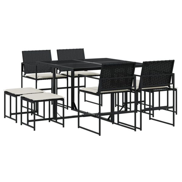 vidaXL Garden Dining Set Black, Cream White