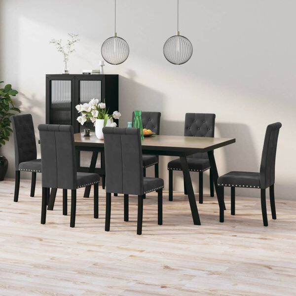 vidaXL Dining Chairs 6 pcs Dark Gray Velvet