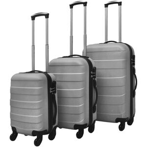 vidaXL Three Piece Hardcase Trolley Set Silver 17.9"/21.7"/26"