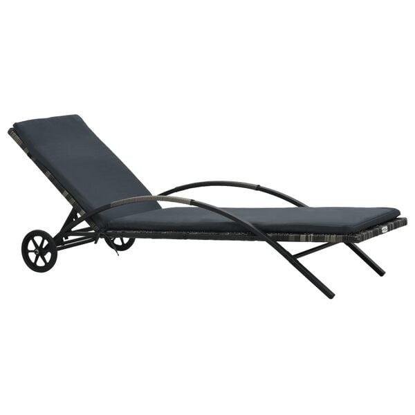 vidaXL Sun Lounger Anthracite PE rattan 78.7 in long and 25.6 in wide