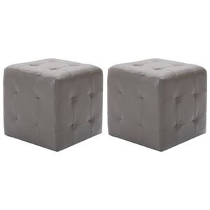 vidaXL Pouffe Grey Faux Leather 11.8x11.8x11.8 in Pouffe Cubic