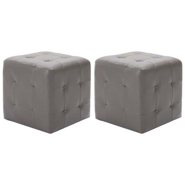 vidaXL Pouffe Grey Faux Leather 11.8x11.8x11.8 in Pouffe Cubic