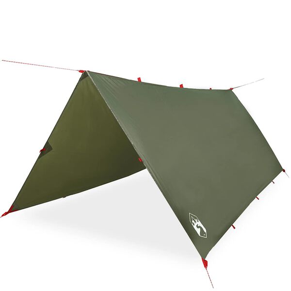 vidaXL Camping Tarp Olive Green 144.1x120.5" Waterproof