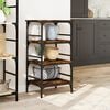 vidaXL Kitchen Trolley Smoked Oak 17.7"x13.8"x35.2" Engineered Wood