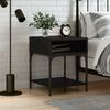 vidaXL Bedside Table Black Engineered wood, Iron Adjustable Feet
