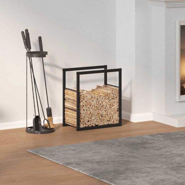 vidaXL Firewood Rack Black 21.7x11.8x24.0" Steel