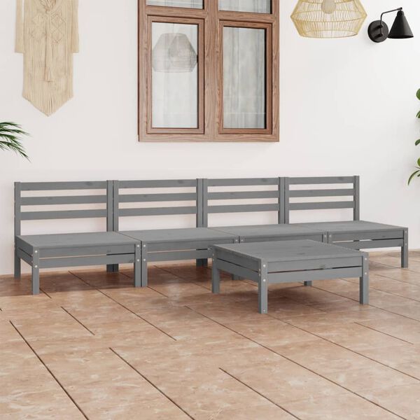 vidaXL Garden Lounge Set Grey Solid pinewood Medium Modular