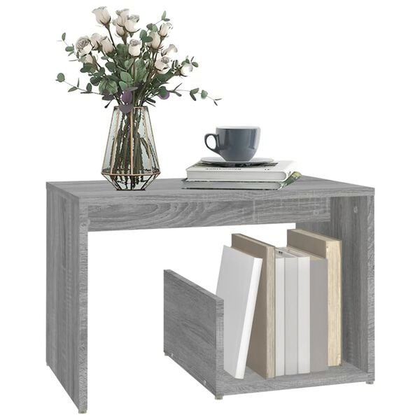 vidaXL Side Table Grey Sonoma Engineered Wood Side Table Rectangular