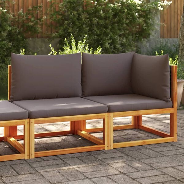 vidaXL Garden Sofa Grey Solid acacia wood, PE rattan 2-seater Modular