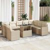 vidaXL Garden Sofa Set Beige PE rattan, powder-coated steel, tempered glass