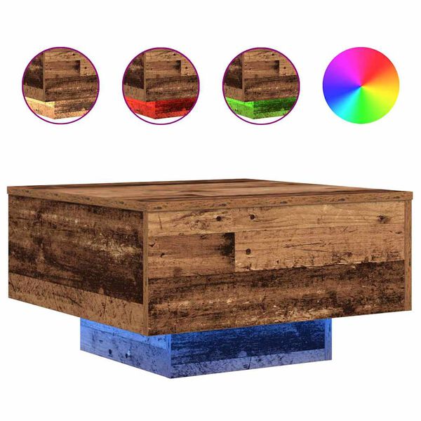 vidaXL Coffee Table Old Wood 21.65 x 21.65 x 12.20 in Engineered Wood