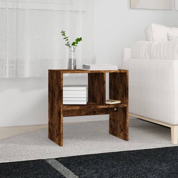 vidaXL Side Table Smoked oak Engineered wood Medium Side Table