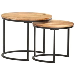 vidaXL Nesting Table Set of 2 Acacia wood with oil finish
