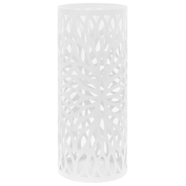 vidaXL Umbrella Stand White Powder-coated steel Medium Decorative Inlays