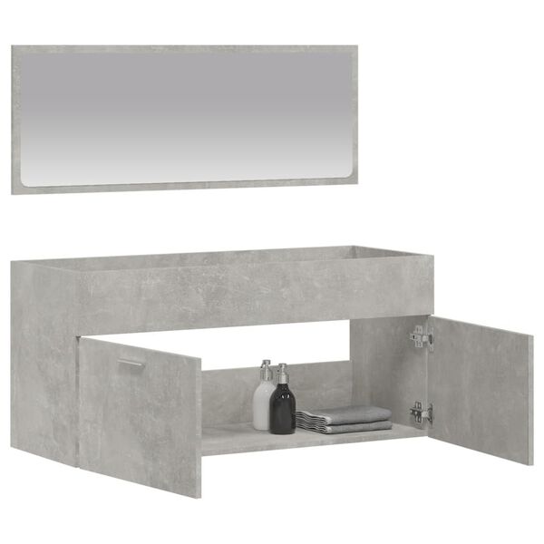 vidaXL Bathroom Cabinet With Mirror Concrete Gray Engineered Wood, Acrylic
