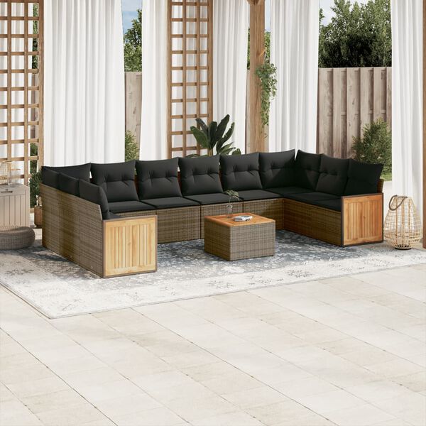 vidaXL Garden Sofa Set Grey PE rattan Large Modular Garden Sofa Set