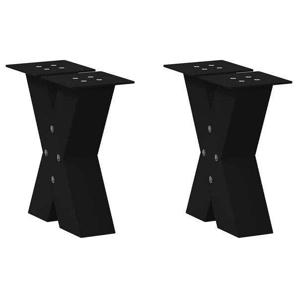 vidaXL Coffee Table Leg Set of 2 Black Powder-coated steel Small