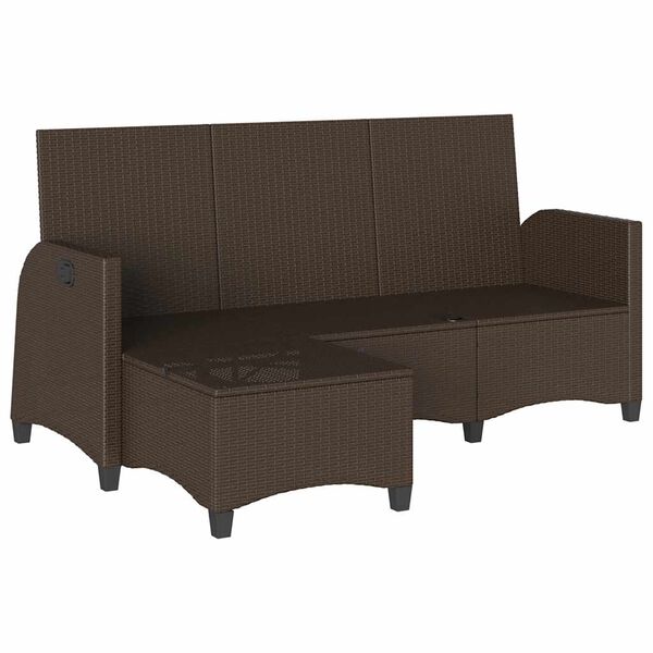 vidaXL Reclining Garden Sofa Brown PE rattan, powder-coated steel Medium