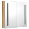 vidaXL Bathroom Cabinet White and Oak MDF and Glass Medium