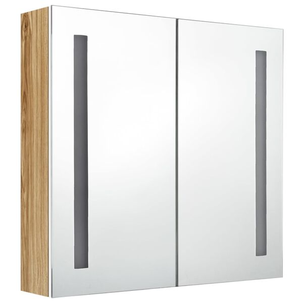 vidaXL Bathroom Cabinet White and Oak MDF and Glass Medium