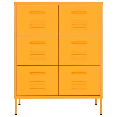 vidaXL Drawer Cabinet Mustard Yellow 31.5"x13.8"x40" Steel