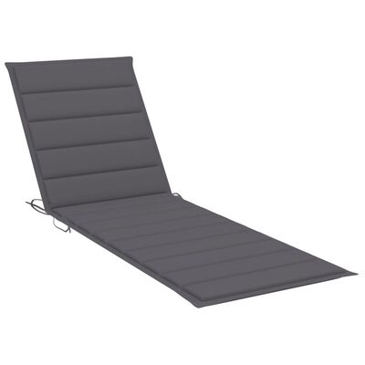 Grey padded chaise lounge chair with adjustable backrest.