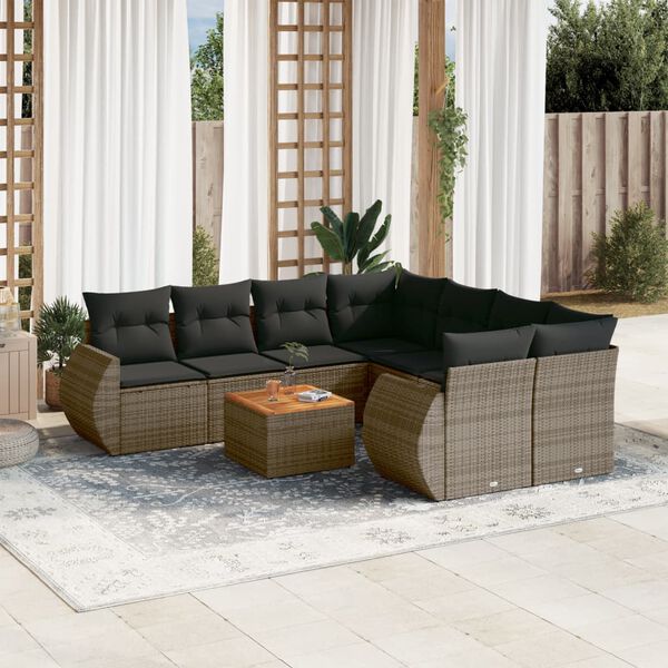 vidaXL Garden Sofa Set Grey Poly Rattan Large Modular Garden Sofa Set