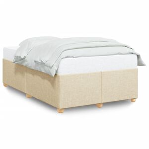 vidaXL Bed Frame Cream Polyester Small Double Bed Frame Rectangular