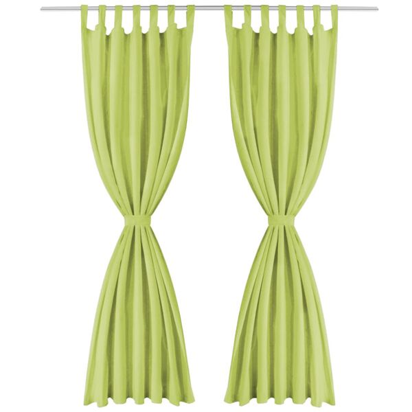 vidaXL Micro-Satin Curtains 2 pcs with Loops 55.1x68.9" Green