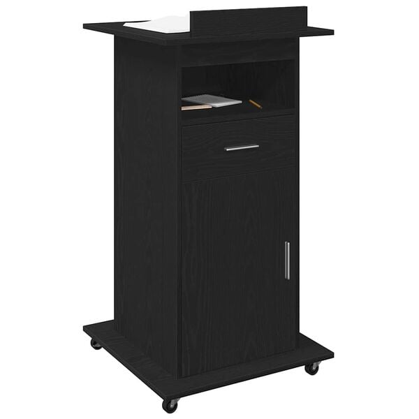 vidaXL Podium Black Oak 21.65 x 21.65 x 42.13 in Engineered Wood