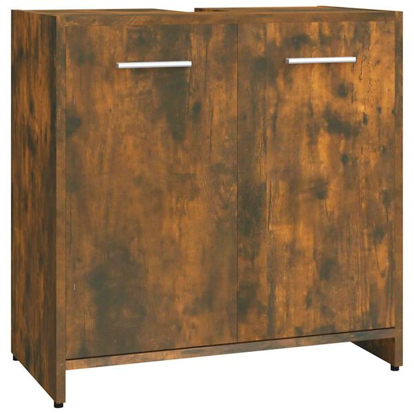 vidaXL Bathroom Cabinet Smoked Oak Engineered wood 23.6x13.0x23.6 in