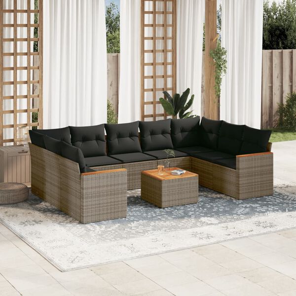 vidaXL Garden Sofa Set Grey PE rattan Large Modular Garden Sofa Set