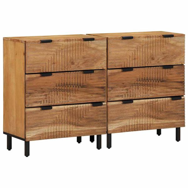vidaXL Sideboard Set 2 pcs Natural Solid Acacia Wood