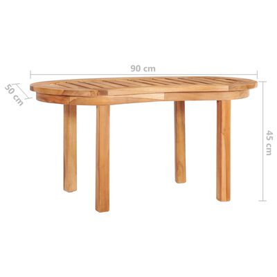 vidaXL Coffee Table 35.4"x19.7"x17.7" Solid Teak Wood