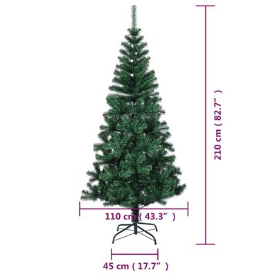 vidaXL Artificial Christmas Tree with Iridescent Tips Green 7 ft PVC