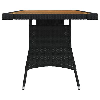 vidaXL Patio Table Black 63"x27.6"x28.3" Poly Rattan & Solid Acacia Wood