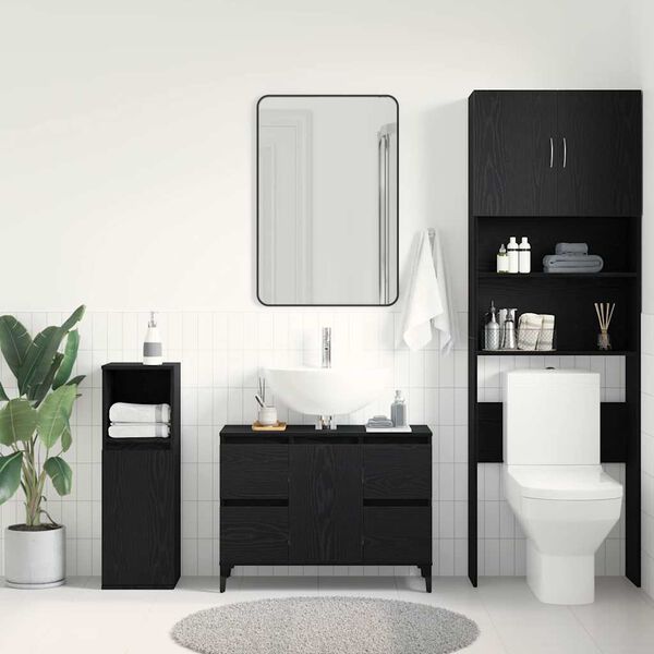 vidaXL Bathroom Sink Cabinet Black Oak 31.50 x 12.99 x 23.62 in