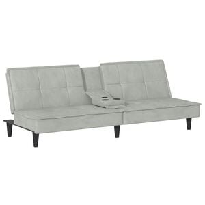 vidaXL Sofa Bed Light Gray Velvet (100% polyester), Plywood, Plastic Large