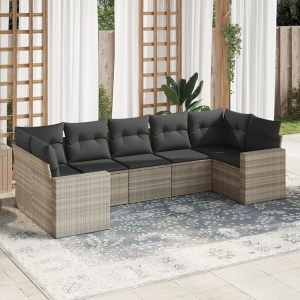 vidaXL Garden Sofa Set Set of 7 Light Grey