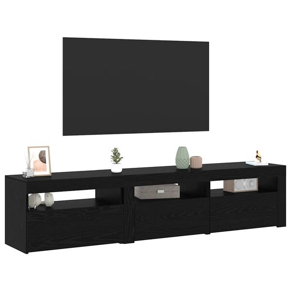 vidaXL TV Cabinet 2 pcs Black Oak 70.87 x 13.78 x 15.75 in