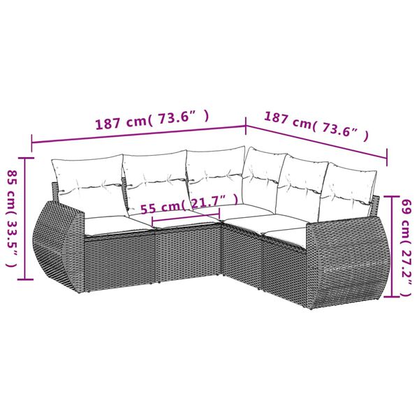 vidaXL Garden Sofa Set Black, Cream White
