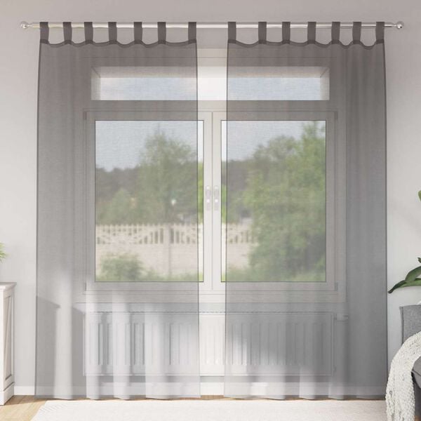 vidaXL Voile Curtains with Loops 2 pcs Dark Grey 55.1x96.5"