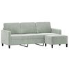 vidaXL 3-seater Sofa With Footstool Light Grey Velvet, Metal, Plywood, Foam