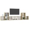 vidaXL 5 Piece TV Stand Set White and Sonoma Oak Engineered Wood