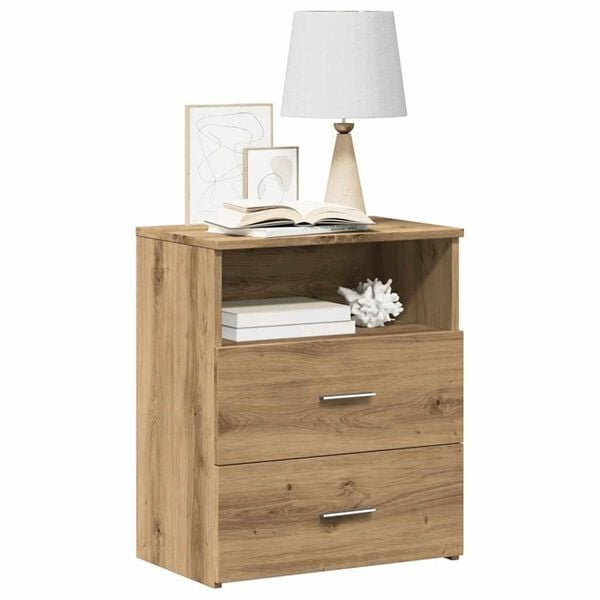 vidaXL Bedside Cabinet Artisan oak Engineered wood 19.7 x 12.6 x 23.6 in